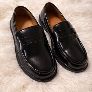 SHEIN Black kids Shiny Penny Loafers